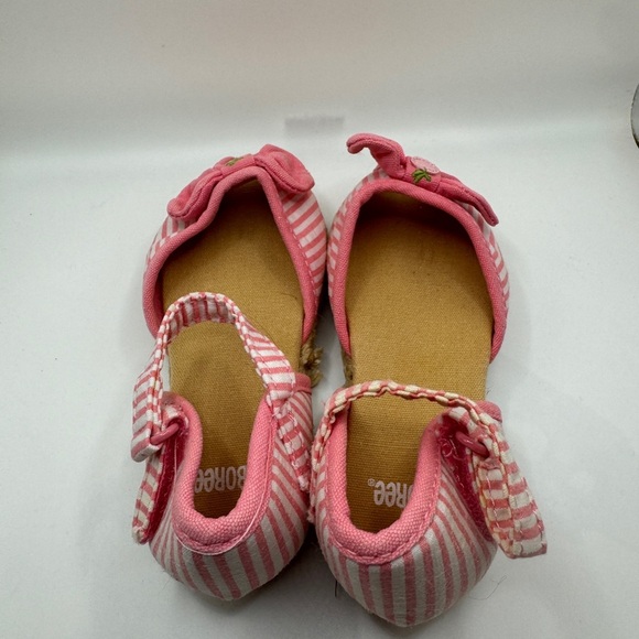 Gymboree Toddler Girl 2T Pink & White Striped Cherry Peep Toe Sandal - Picture 5 of 8